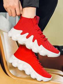 Sapato Esportivo Masculino tipo Meia Casual com Estilo de Slip-On, Número 450 - Vermelho - Visão 5