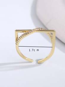 1 buc Inel pătrat geometric mic, design european unic, placat cu aur de 18K, cu zirconiu cubic, potrivit pentru femei, pentru a fi purtat zilnic, la petreceri, cadou de aniversare a nunții