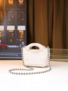 Geantă mini coș țesătă manual, geantă de mână asortată mamă-fiică, posetă la modă pentru femei