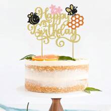 1 pieza Decoración para pastel Abeja feliz Día de la Torta Tóper de abeja feliz Decoración para pastel de fiesta de cumpleaños con temática de abeja Suministros de decoración para fiestas de cumpleaños - Multicolor - Ver 8