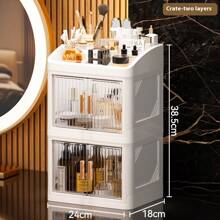 1-Set 3-Layer Crown Design Foldable Drawers Makeup Organizer Box, Cream White Color, Suitable For Cosmetics, Lipsticks, Skincare Products, Desk Top Storage, Thickened & Enlarged Easy To Carry