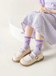 5 Pares de Meias Infantis da Sanrio Kuromi, Meias Curtas Femininas/Masculinas de Desenho Animado, Macias, Respiráveis e Agradáveis à Pele, Moda Fofa, Versáteis para Esportes Casuais, Adequadas para Estudantes Voltando às Aulas, Presentes de Férias e Uso Diário