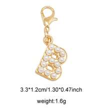 2Pcs Gold Color Letter Alloy Pendant With Faux Pearls Alphabet Charm Women Ladies Bag Clothes DIY Craft Decor A - Z