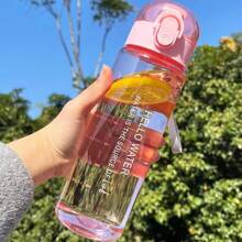 1 pieza, Botellas de agua, Botella de agua deportiva, Botella de agua de plástico para exteriores, Botellas de agua de moda, Botella de agua lavable con correa de transporte, Botella de agua de gran capacidad, Botella de agua portátil y creativa para camping al aire libre, 780ml/26.38oz