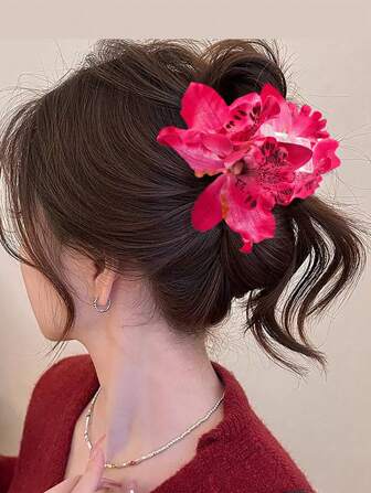 1 pièce Pince à cheveux rose floral, pince à cheveux mode et douce, décoration pour les événements de mariage et les accessoires photo. Pince à cheveux, pince à mâchoire, pince à cheveux, pince à cheveux