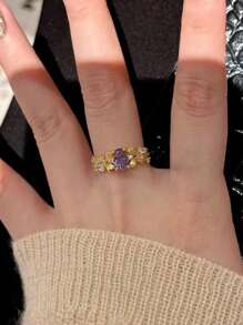 Esberry 1 Stück 925er Sterling Silber Ring mit Reihe aus kubischem Zirkonia als Verlobungs-, Hochzeits-, Versprechen- oder Ewigkeitsring für Damen, feiner Schmuck als Geschenk für Partys, Dates