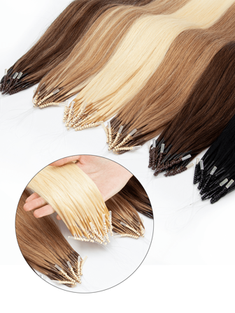 8d 微链接发 真人发 微珠接发 直发 真人发 灰金色 挑染 漂白金色 50 股 纳米环 隐形迷你硅胶珠 微链接发