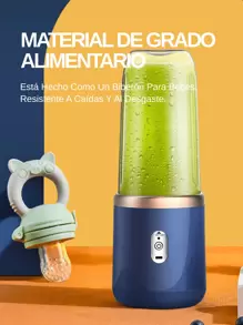 1 pieza Licuadora eléctrica inalámbrica portátil de 400ml, mezclador de jugo de frutas mini recargable por USB con 6 cuchillas y doble vaso, licuadora multifuncional, adecuada para cocina doméstica u exterior, excelente para extraer vegetales, frutas y hacer batidos. - Taza individual con tapa - Ver 4