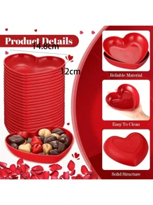 1/5/10/20pcs Plastic Heart Shaped Dinner Plate Set - Red And Pink Heart Themed Fruit, Cake Stand,Snacks & Candy Plate, Love Shaped Bone Spitting Dish,Suitable For Kitchen, Dormitory, Holidays, Weddings, Birthdays And Parties And Other Occasions,School Supplies