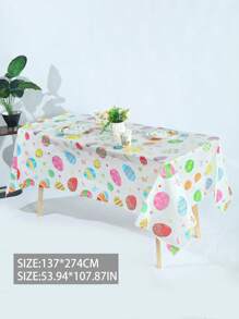 3 件 137*274 厘米/53.94*107.87 英寸一次性桌布，彩色蛋壳复活节主题桌布，采用防水防油 PE 材料制成，适合复活节派对