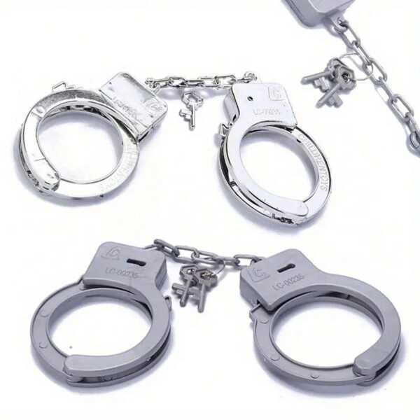 Esposas de plástico plateado auténticas - Accesorio de disfraz de policía realista sin necesidad de batería, perfecto para fiestas de Halloween, eventos y cosplay - Ligero y fácil de usar
