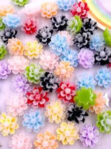 30Pcs Mixed 12mm Resin Double Layer Candy Color Flat Back Flower Rhinestone Scrapbook Wedding Art Applique DIY Jewellery Crafts Accessories Summer, School - Random mixed - View 2