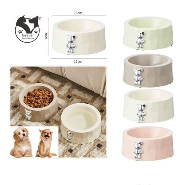 1 cor aleatória, novo urso de tijolos, presente para amantes de gatos/cães e tigela de amor para mães de cães/gatos, tigela de comida para amantes de gatos e mães de gatos, utensílios de comida antiderrapantes e antiderrapantes, tigela de amor para amantes de cães e mães de cães