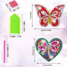 10 pièces Kit de porte-clés de peinture de diamant, kit de porte-clés d'art de diamant convenant aux enfants - décoration de sac et de clé, porte-clés en forme de papillon et de cœur à diamant pointillé 5D double face, artisanat DIY pour enfants et adultes