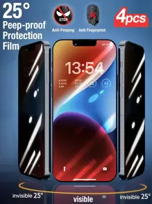 Yezodawee 4 Packs Silkscreen Anti-Peep Tempered Privacy Glass Screen Protector, Anti-Peeping, Waterproof, Scratch-Resistant, Compatible With Iphone7/8/X/XS/11/12/13/14/15 Pro Max/16 Pro Max/16 Plus, Bubble Free Ultra-Responsive Screen Protector All Iphone Models Are Compatible Anti-Scratch Case Friendly