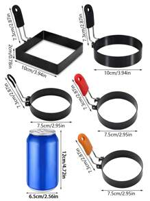 1个/2个装煎蛋圈/煎饼圈，不粘煎饼模具，圆形煎蛋模具，方形煎蛋模具，多功能煮蛋器，耐热煎蛋圈，厨房煮蛋工具，不锈钢煎蛋模具，带手柄煎蛋圈