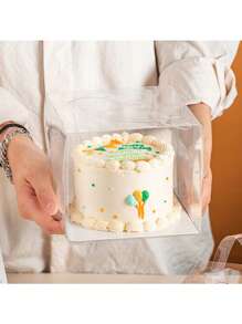 10pcs Transparent Cake Packing Box Mini Sweet Wrapping Boxes Wedding Guest Gifts High-Capacity Clear Gifts Wrapping Boxes Birthday Cake Boxes With Handle DIY West Point Cup Candy Cake Packaging Gift Box Suitable For Candy Chocolate Cookies Etc - Multicolor - View 10