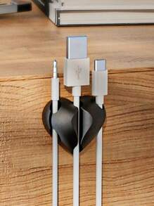 2pcs Heart-Shaped Cable Organizers, Phone Charging Cable Clips, Wire Winders, Self-Adhesive Cable Holders, Suitable For Desk, Bedside Cabinets, Walls, Cars And Office