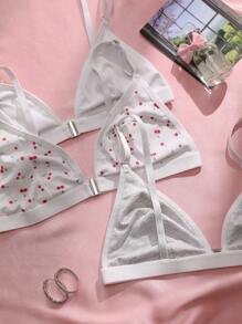 3 Pcs Women Front Closure Wireless Sexy Bras - Multicolor - View 6