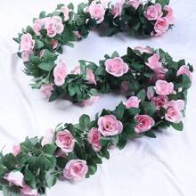 1-Pack Elegant White Rose Artificial Garlands - Rich Fabric Vine With Delicate Flowers And Leaves For Wedding Arch, Suitable For Weddings, Hotels, Gardens, Courtyards, Photography, Nordic Style, Perfect For Anniversaries & Festivals - Indoor/Outdoor