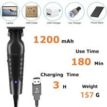 "Professional Cordless Hair Clipper 2025 Upgrade - Kemei KM-2299 Rechargeable Trimmer With USB-C Fast Charging,Barber&Home Use | Beard Trimmer For Men - Black - View 5