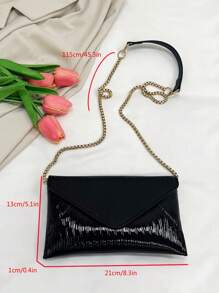 Vintage Textured Flap Crossbody Bag - Black - View 5