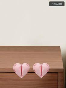 2pcs Heart-Shaped Cable Organizers, Phone Charging Cable Clips, Wire Winders, Self-Adhesive Cable Holders, Suitable For Desk, Bedside Cabinets, Walls, Cars And Office