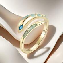 Punk Snake-Shaped Opening Ring Neutral Hip-Hop Fashion Personalized Index Finger Chewing Cold Style Couple Ring Suitable For Daily Clothing Gifts For Friends