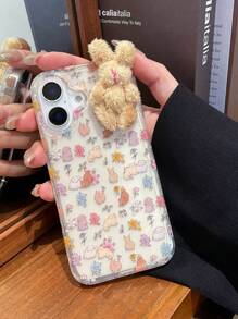 1pc Ditsy Floral/3D Rabbit Phone Case Compatible With IPhone 16/16 Pro/16 Pro Max/15 Pro Max/15/14 Pro Max/14/13/12/11 - Multicolor - View 3