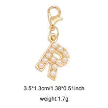 2Pcs Gold Color Letter Alloy Pendant With Faux Pearls Alphabet Charm Women Ladies Bag Clothes DIY Craft Decor A - Z
