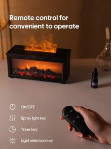 kinscoter 1PC USB 280ml Mini Fireplace Diffuser Ultrasonic Flame Humidifier Wood Grain Portable Bonfire Essential Oil Diffuser With LED Light & Remote Control For Home Office Gifts