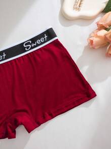 3 条女士甜美字母腰带薄款无缝三角裤，舒适透气运动内裤 - 彩色 - 查看 8