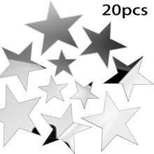 Naklejki ścienne 20/40 Star Mirror 3D akrylowe, zdejmowane naklejki w kształcie gwiazdek do samodzielnego montażu, do salonu, sypialni, dekoracja ścienna, wystrój pokoju, wystrój domu, wystrój łazienki, dekoracja sypialni, dekoracja pokoju, wystrój salonu, wystrój domu, wystrój domu, sztuka ścienna do salonu, tapeta, spersonalizowane naklejki, lustro ścienne, lustro do pokoju