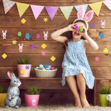 270 pièces Kit artisanal de Pâques, autocollants en mousse, panneaux de couronne de Pâques, décorations DIY en mousse, lapins de Pâques, œufs, poussins. Autocollants de Pâques pour enfants. Décoration de porte d'entrée pour le printemps