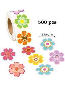 500 miếng/cuộn Miếng dán hình hoa bất đối xứng, thích hợp cho hộp quà tặng, đồ thủ công, sổ lưu niệm, đồ trang trí DIY, miếng dán PVC chống thấm nước, đồ dùng học tập, trở lại trường - Nhiều màu - Xem 2