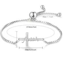 1 件手链、信仰手链、感恩礼物、日常佩戴珠宝、送给她的礼物、独特的珠宝 - 銀色 - 查看 1