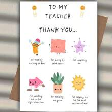 1 张送给老师的可爱感谢卡、送给男士和女士的优秀教师感谢礼物、感谢您帮助我成长的卡片、最佳教师感谢礼物创意包括信封。