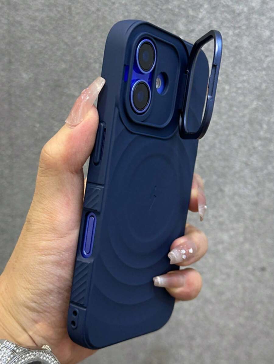 Luxurious 3D Water Ripple For Magnetic Wireless Charging Lens Holder Phone Case Compatible With IPhone 13 14 15 16 Pro Max 16 Plus Shockproof Matte Back Cover