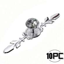 Conjunto de 10 peças de elegantes puxadores de vidro com strass dourado e cristal com bandeja - Acabamento polido, puxadores de vidro decorativos multifuncionais altamente atraentes para cozinha, banheiro e escritório, puxadores de cristal para gavetas e armários