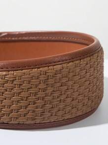 1pc 2025 New Vintage Leather Woven Wide Headband For Women, High-End Daily Versatile High Crown Head Hoop Hair Accessory