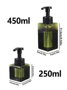 1pc/2pcs Square Plastic Pump Bottle, Bath Shower Gel Shampoo Storage Empty Bottle, Home Use Liquid Soap Foaming Dispenser, Facial Cleanser Foaming Pump Bottle
