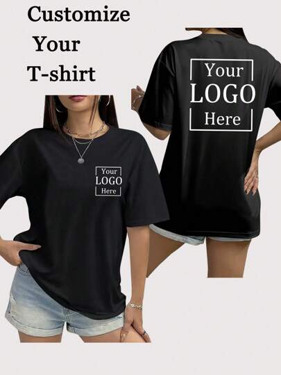 Customized Oversized Women's T-Shirt, Gift For Girlfriend/Wife - Add Your Own Text And Images (Family Photos/Selfies/Pet Photos/Friend Photos/Party Photos) To Design Your Own Personalized Printed T-Shirt,Delicate Romance,Customized Women Tops