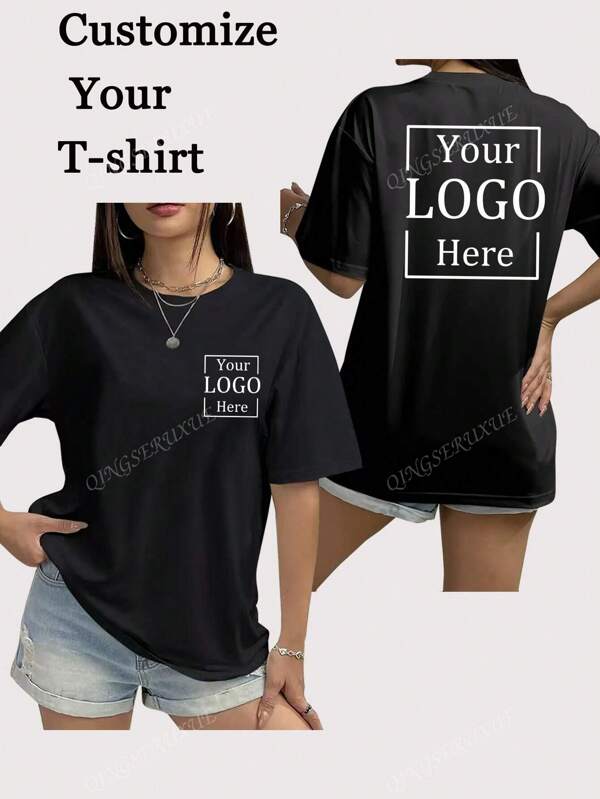 Camiseta oversize personalizada para mujer, regalo para novia/esposa - Añade tu propio texto e imágenes (fotos familiares/selfies/fotos de mascotas/fotos de amigos/fotos de fiesta) para diseñar tu propia camiseta impresa personalizada