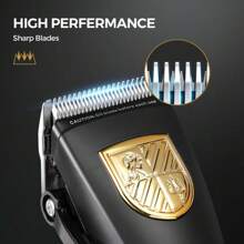 GLAKER Cordless Hair Clipper Kit – Hair Trimmer For Men, Sharp Blades, LED Display, 15 Guide Combs, Travel Case, And Storage Comfort - 6026