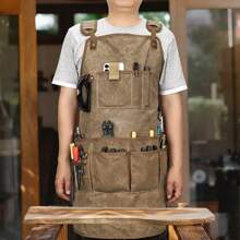 Werkzeugschürze Kochschürze Grillschürze für Damen und Herren Canvas Jeansschürze mit Taschen und verstellbarem Gürtel, für Gartenküche Grill Handarbeit Backen