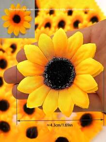 Mini Artificial Sunflower Head, Imitation Silk Sunflower Head For Handicrafts, Garden Style Wedding DIY Hand-Decorated Wedding Bouquet, Mother's Day Gift, Teacher Thank You Gift, Teacher Graduation Ceremony, Summer Home Improvement