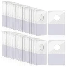 100pcs Clear Plastic Hanging Hooks With Round Holes, Self-Adhesive Foldable Display Tags For Retail Items, Store Merchandise Showcase - Transparent White - View 11