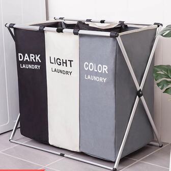 DARK LIGHT COLOR 2/3 Grid 135L Upgraded Version Removable Folding Oxford Cloth Waterproof Dirty Clothes Basket, Household Laundry Storage Basket, Toy & Clothes Organizer