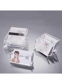 1pc Clear Acrylic Business Card Holder, Double/ Triple-Layered Simple Desk Name Card Stand For Trade Shows And Offices, Back To School Valentine Day