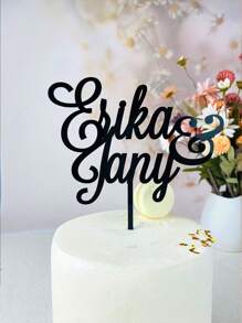 Personalized Wedding Cake Topper Custom Name Rustic Anniversary Mr And Mrs Party Cake Topper Decoration 1pc Waterproof,Ornamental Exquisite,Stylish,Fashionable,Vintage Custom,Personalized,Unique Ideal Gifts For Him Her,Boyfriend,Girlfriend,Dad,Mom,Family,Friends,Pets For Anniversaries,For Valentine's Day,For Mother's Day,For Birthdays,For Children's Day,For Father's Day,For Graduation,For Weddings,For Housewarming Dining Room,Living Room,Bedroom,Tea Room,Home,Wedding Essentials,Customized Wedding Tableware,Warm Ambience - Multicolor - View 4